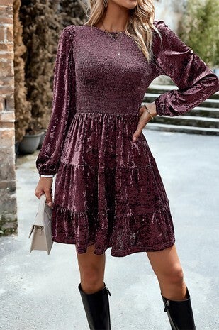 Annie Winter Plum Velvet Dress The Mill Storehouse LLC